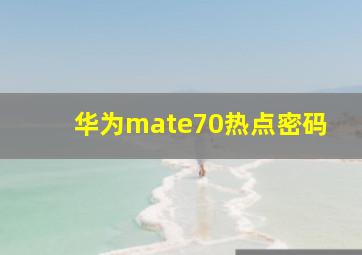 华为mate70热点密码