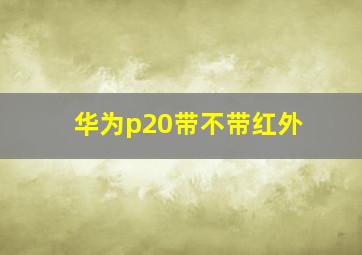 华为p20带不带红外