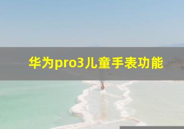 华为pro3儿童手表功能