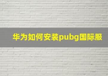 华为如何安装pubg国际服