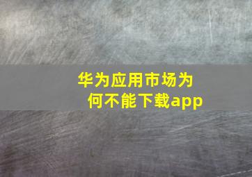 华为应用市场为何不能下载app