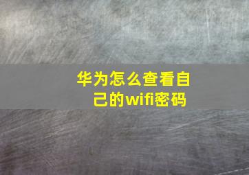 华为怎么查看自己的wifi密码