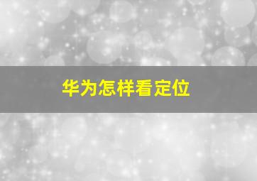 华为怎样看定位