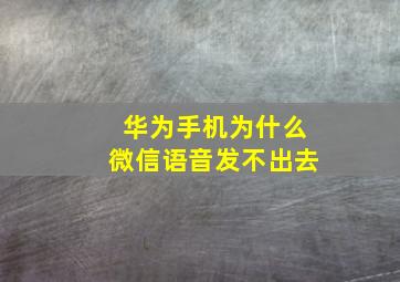 华为手机为什么微信语音发不出去