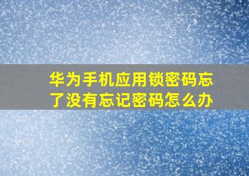 华为手机应用锁密码忘了没有忘记密码怎么办