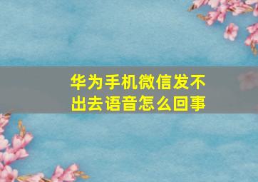 华为手机微信发不出去语音怎么回事