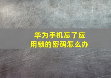 华为手机忘了应用锁的密码怎么办