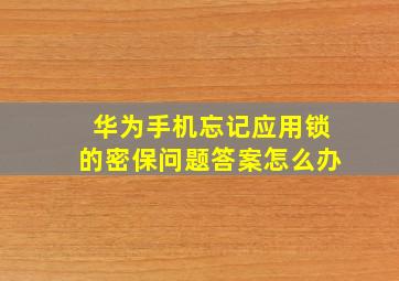 华为手机忘记应用锁的密保问题答案怎么办