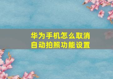 华为手机怎么取消自动拍照功能设置