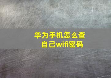 华为手机怎么查自己wifi密码