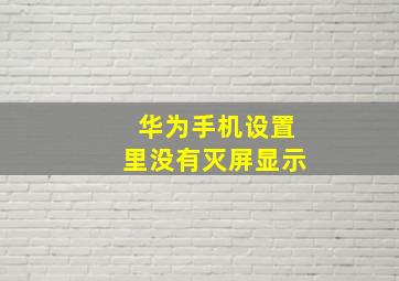 华为手机设置里没有灭屏显示