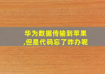 华为数据传输到苹果,但是代码忘了咋办呢