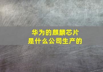 华为的麒麟芯片是什么公司生产的