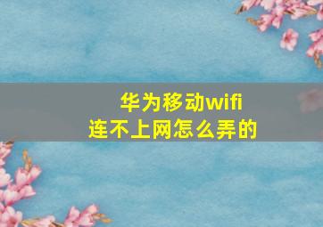 华为移动wifi连不上网怎么弄的