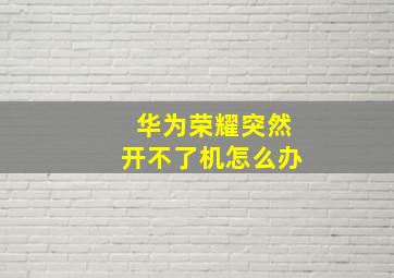 华为荣耀突然开不了机怎么办