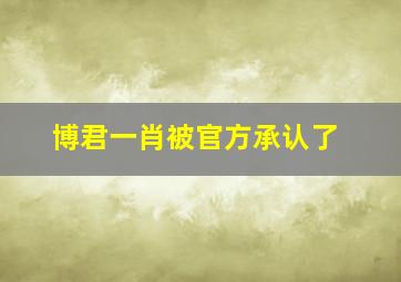 博君一肖被官方承认了