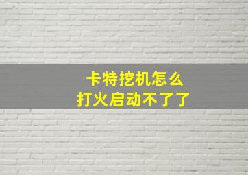 卡特挖机怎么打火启动不了了