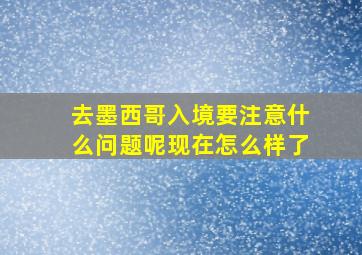 去墨西哥入境要注意什么问题呢现在怎么样了