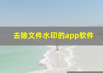 去除文件水印的app软件