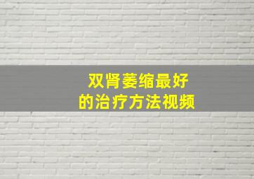 双肾萎缩最好的治疗方法视频