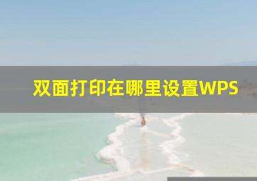 双面打印在哪里设置WPS