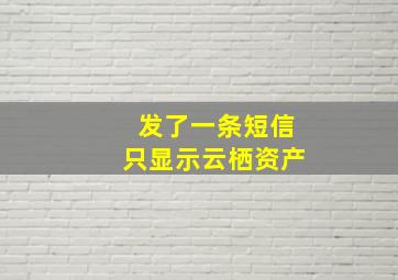 发了一条短信只显示云栖资产