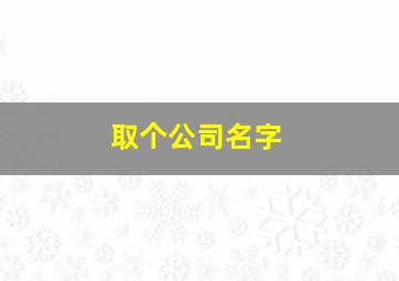 取个公司名字