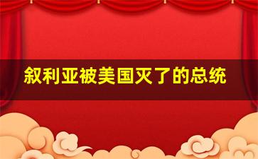 叙利亚被美国灭了的总统