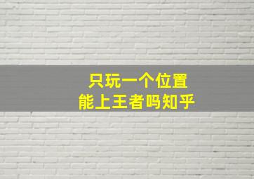 只玩一个位置能上王者吗知乎