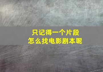 只记得一个片段怎么找电影剧本呢