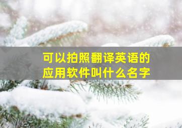 可以拍照翻译英语的应用软件叫什么名字