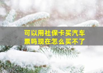 可以用社保卡买汽车票吗现在怎么买不了