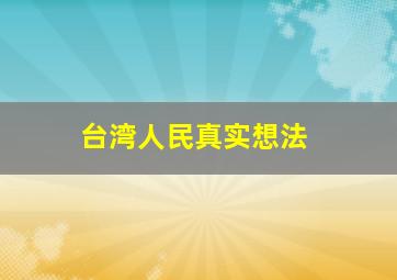 台湾人民真实想法