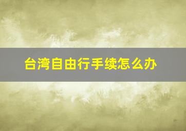 台湾自由行手续怎么办