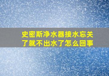 史密斯净水器接水忘关了就不出水了怎么回事