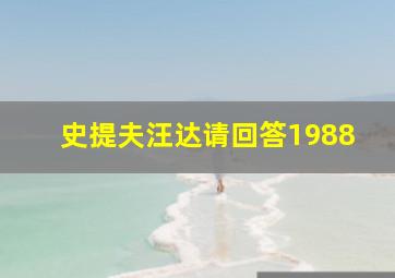 史提夫汪达请回答1988