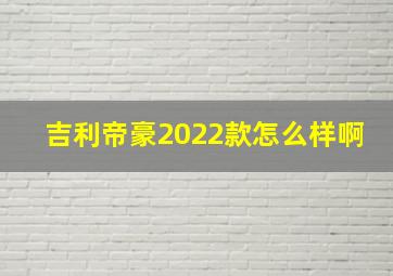 吉利帝豪2022款怎么样啊