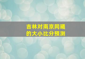 吉林对南京同曦的大小比分预测