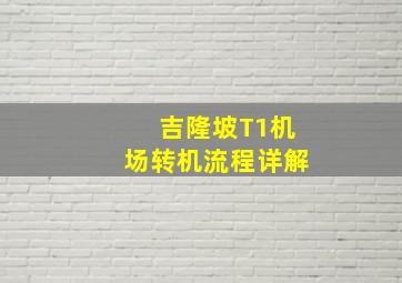 吉隆坡T1机场转机流程详解