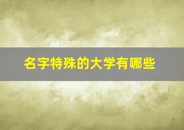 名字特殊的大学有哪些