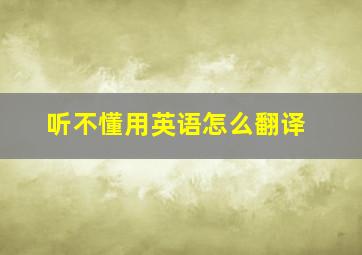 听不懂用英语怎么翻译