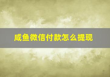 咸鱼微信付款怎么提现