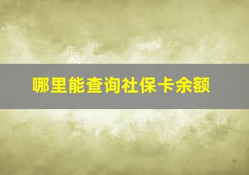 哪里能查询社保卡余额