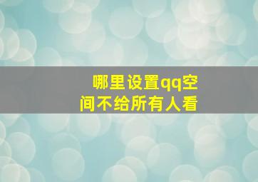 哪里设置qq空间不给所有人看