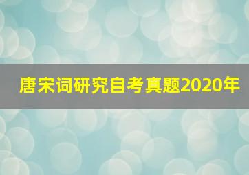 唐宋词研究自考真题2020年