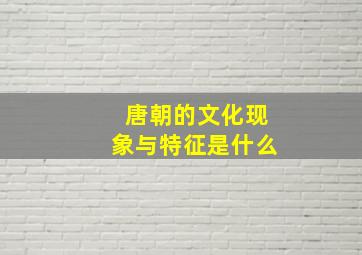 唐朝的文化现象与特征是什么