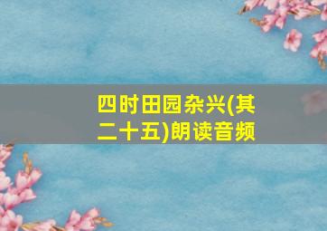 四时田园杂兴(其二十五)朗读音频