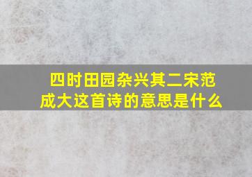 四时田园杂兴其二宋范成大这首诗的意思是什么