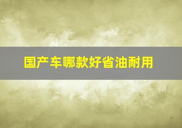 国产车哪款好省油耐用