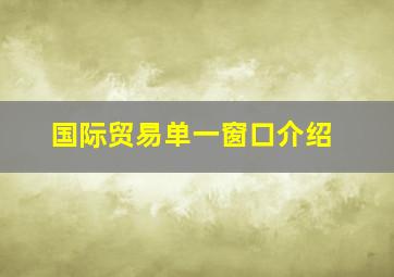 国际贸易单一窗口介绍